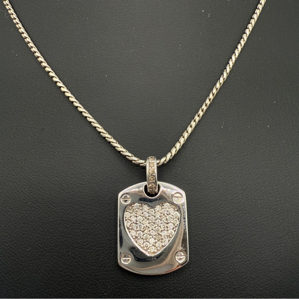 Brighton Silver Crystal Dog Tag Necklace